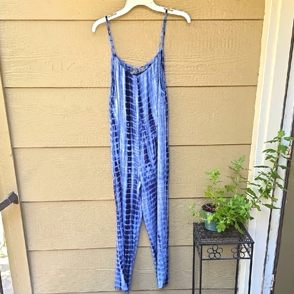 Nasty Girl Blue Tie Dye Gauze Cover Up Jumpsuit 6 M - Picture 4 of 8